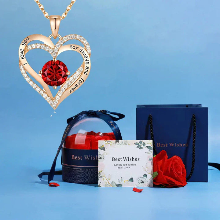 BowLift | Mama Heart Pendant Red Zircon Necklace