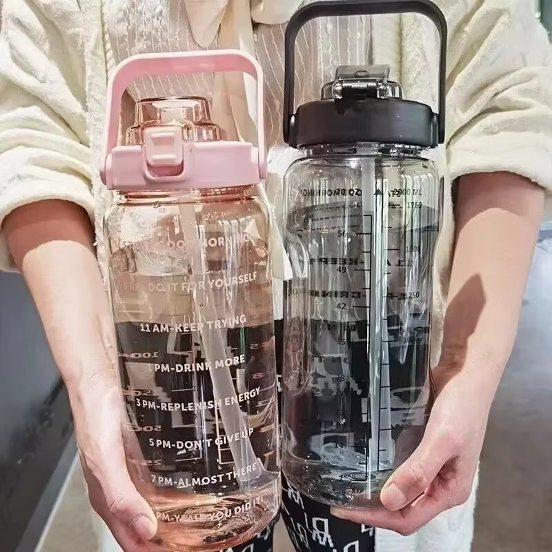 BowLift | Large 68oz Sports Water Bottle with Straw and Time Marker for Gym and Outdoor Fitness