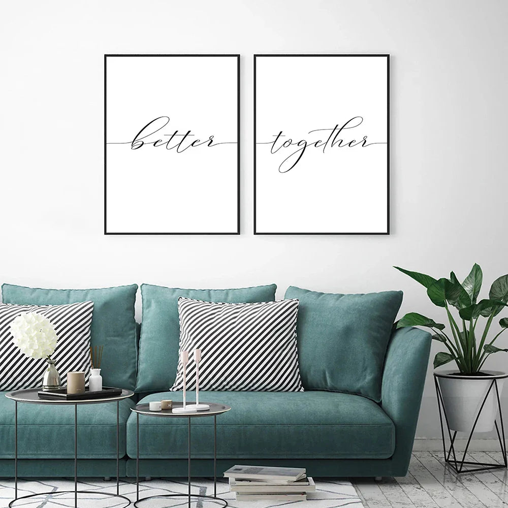 Lovers Quote Wall Art Black White Minimalist Typographic Posters Fine Art Canvas Prints Picture For Bedroom Living Room Art Decor | Bowlift