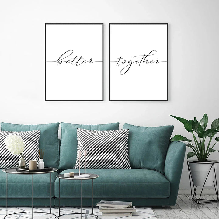 Lovers Quote Wall Art Black White Minimalist Typographic Posters Fine Art Canvas Prints Picture For Bedroom Living Room Art Decor | Bowlift