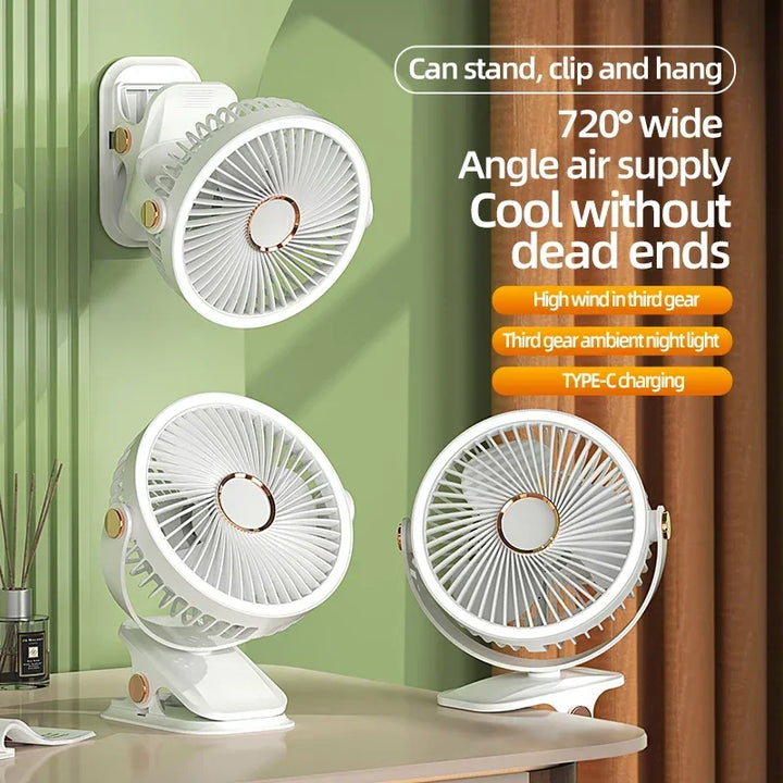 BowLift | Multi-Angle Outdoor Clip-On Rechargeable Cooling Fan