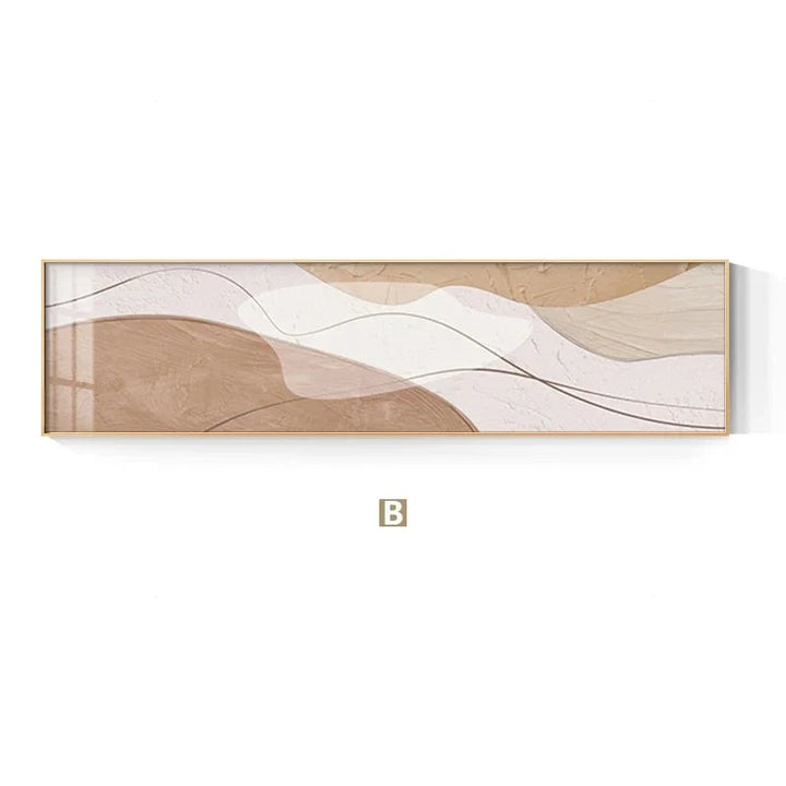 Modern Abstract Wide Format Wall Art Neutral Colors Flowing Lines Fine Art Canvas Prints Pictures For Above The Sofa Art For Above The Bed | Bowlift