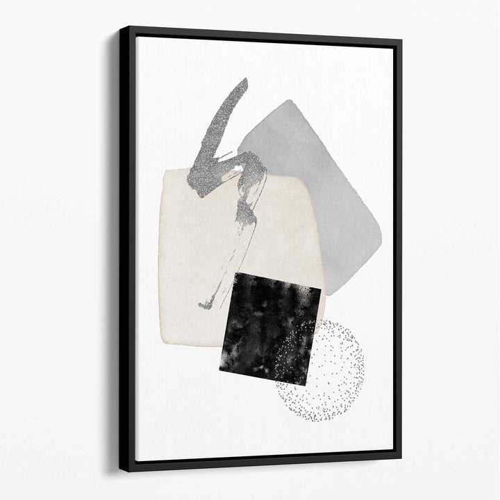 Abstract Black Gray Ivory Watercolor Shapes Canvas No. 1 | Bowlift