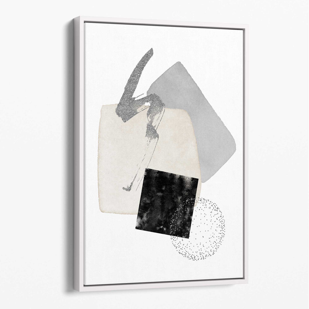 Abstract Black Gray Ivory Watercolor Shapes Canvas No. 1 | Bowlift