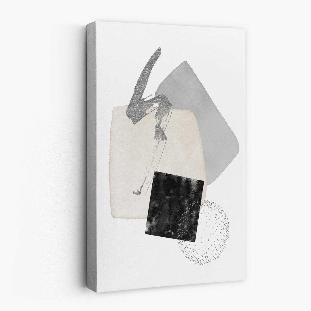 Abstract Black Gray Ivory Watercolor Shapes Canvas No. 1 | Bowlift