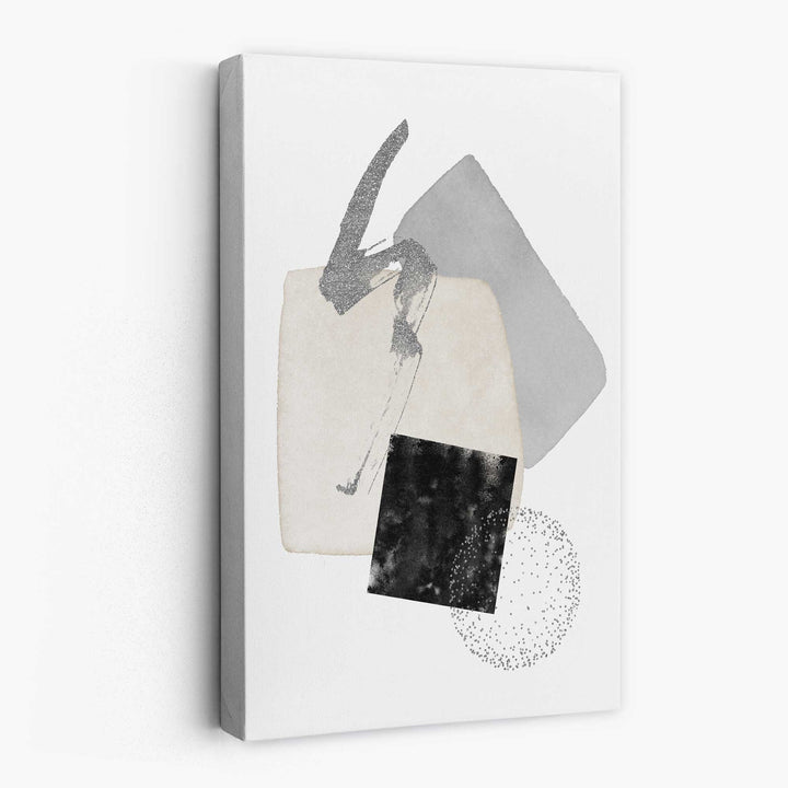 Abstract Black Gray Ivory Watercolor Shapes Canvas No. 1 | Bowlift