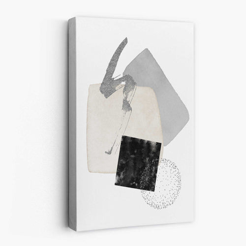 Abstract Black Gray Ivory Watercolor Shapes Canvas No. 1 | Bowlift