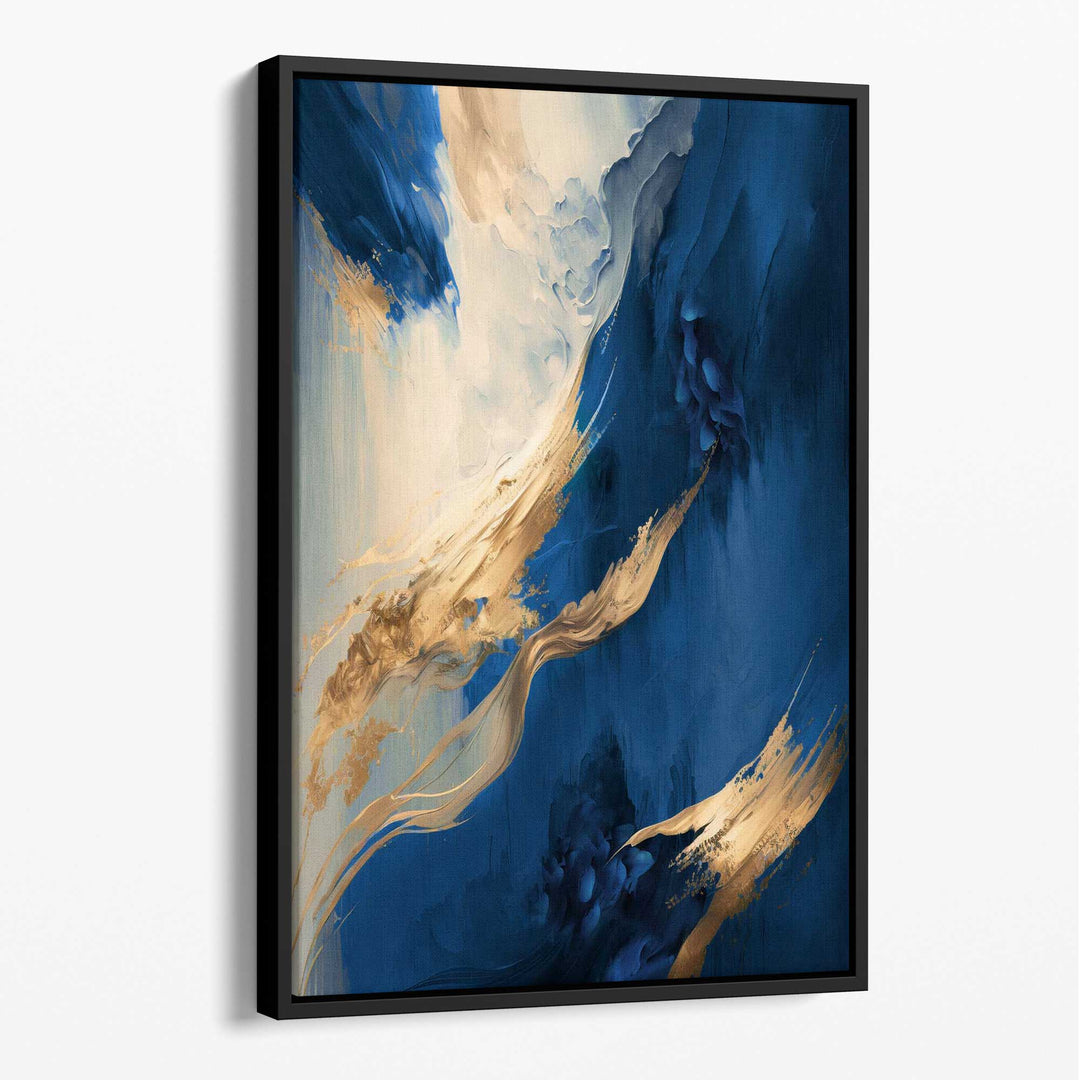 Abstract Blue and Gold Canvas Wall Art Color Stripes No. 1 | Bowlift
