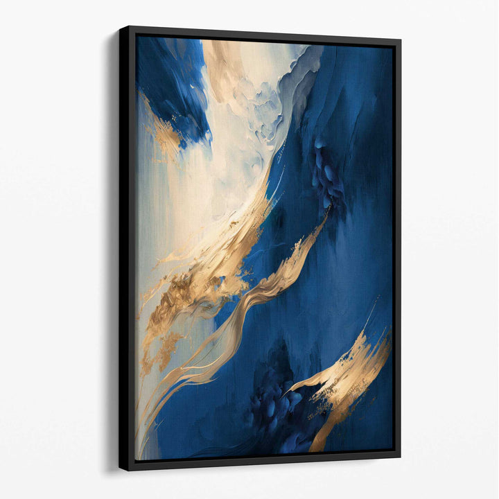 Abstract Blue and Gold Canvas Wall Art Color Stripes No. 1 | Bowlift