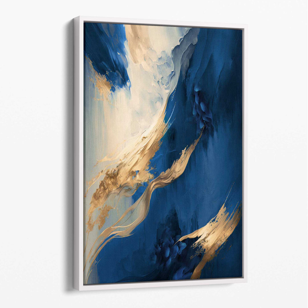 Abstract Blue and Gold Canvas Wall Art Color Stripes No. 1 | Bowlift
