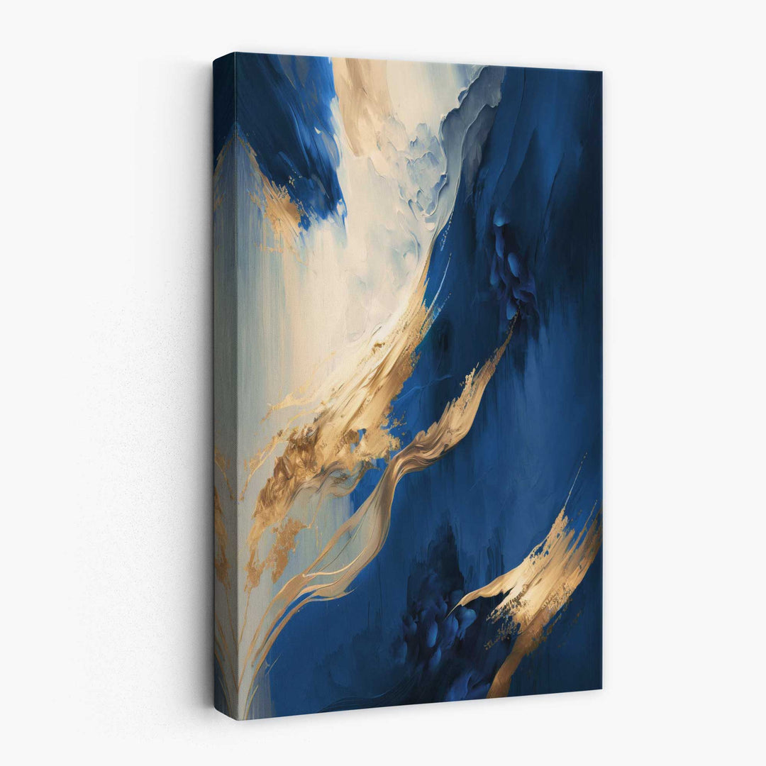 Abstract Blue and Gold Canvas Wall Art Color Stripes No. 1 | Bowlift