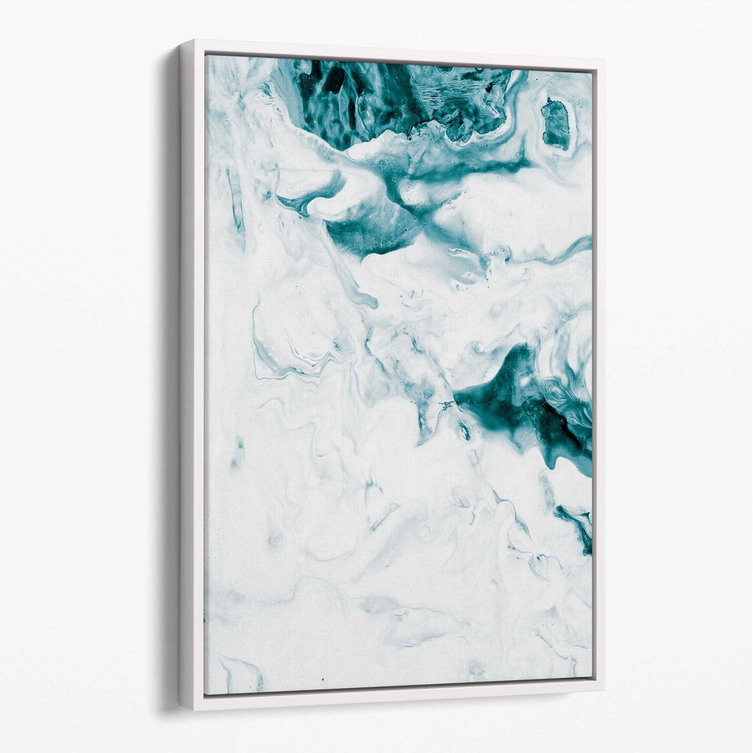 Abstract Turquoise and White Canvas Wall Art Brushstrokes No. 1 | Bowlift