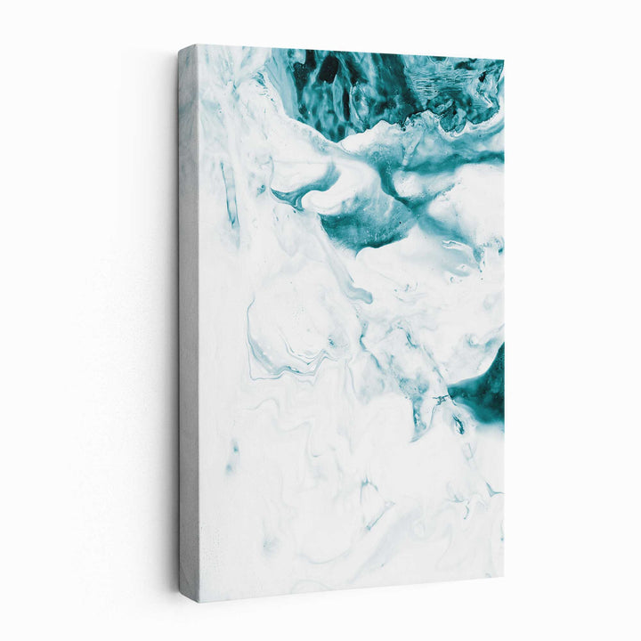 Abstract Turquoise and White Canvas Wall Art Brushstrokes No. 1 | Bowlift