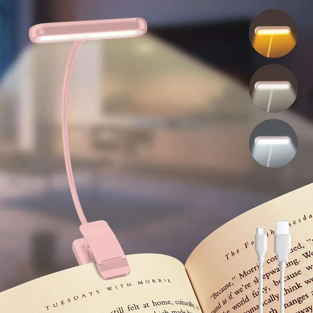 BowLift | Flexible Reading Lamp USB Rechargeable with Dimmable Light Colors and Clip