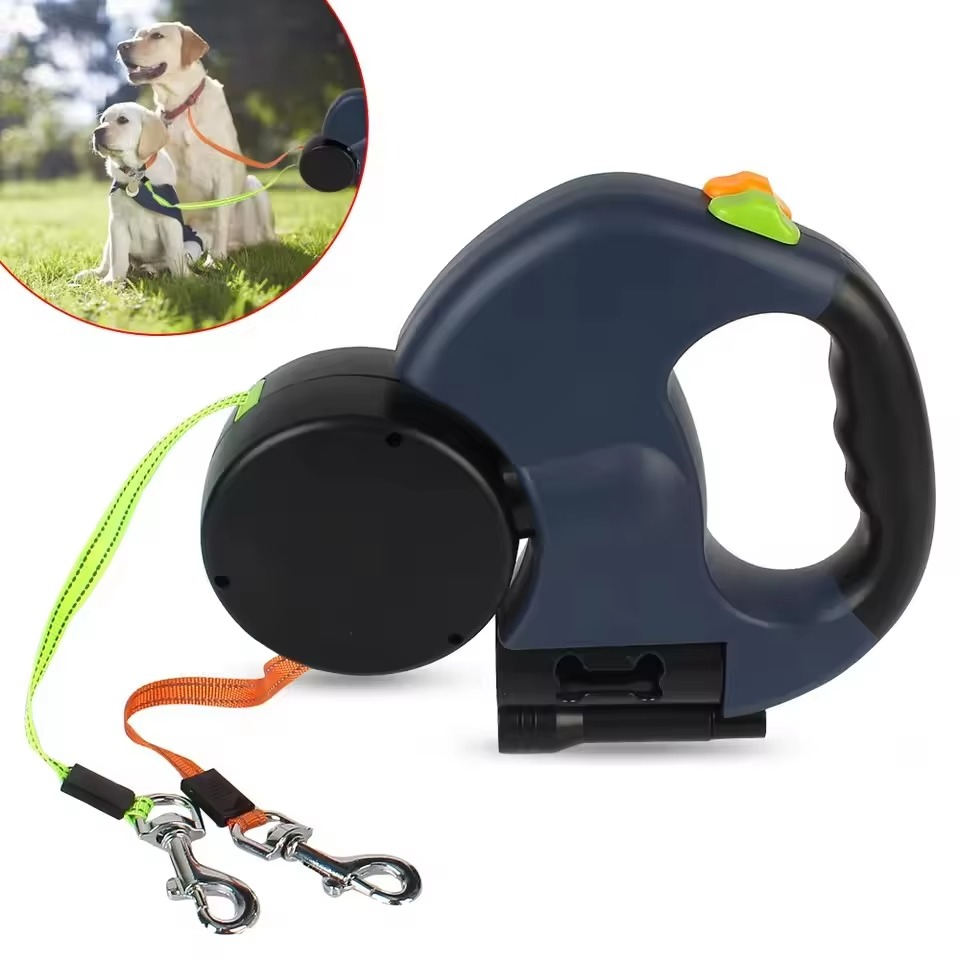 BowLift | Dual Dog Retractable Leash with Built-In Flashlight and Bag Dispenser