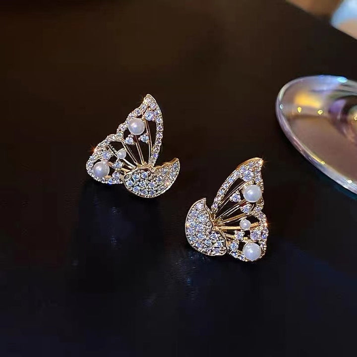 BowLift | Shiny Zircon Korean Style Butterfly Chic Earrings