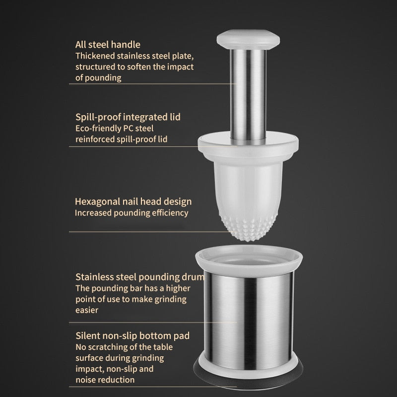 BowLift | Easy Food Stainless Steel Garlic Grinder