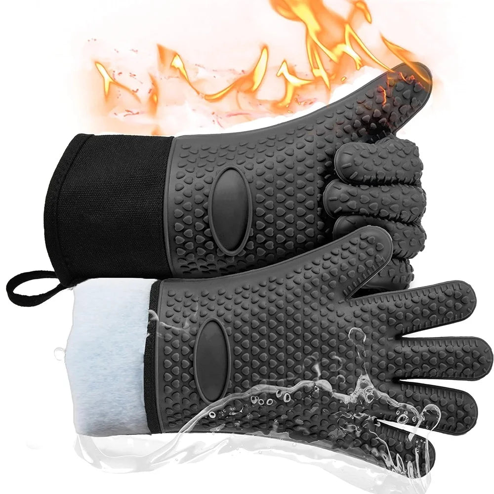 BowLift | Griptermo Silicone Grill Gloves | Heat Resistant up to 260 °C | Non-Slip & Waterproof | With Cotton Lining