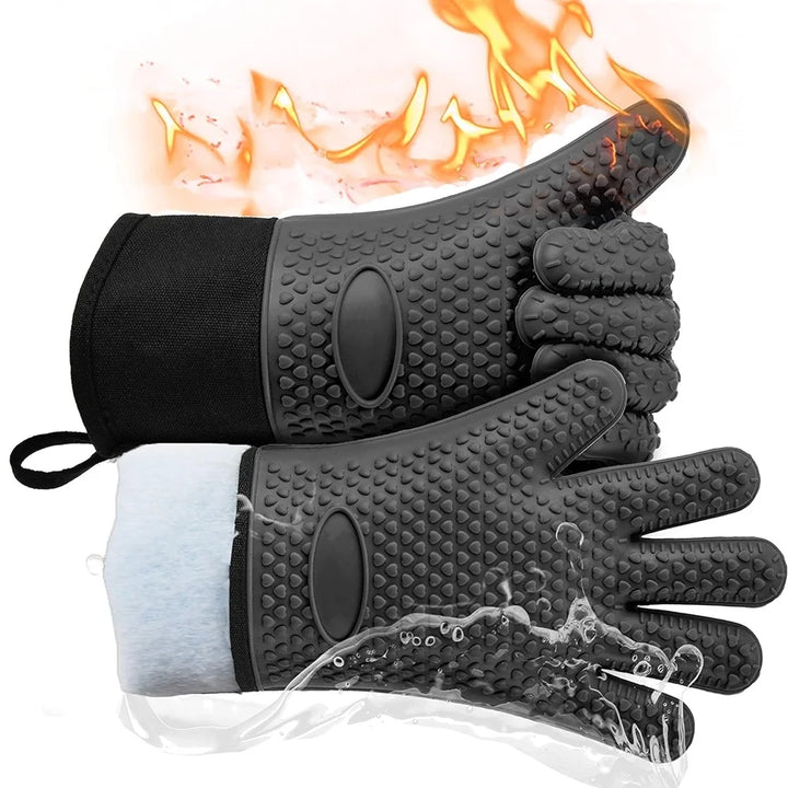 BowLift | Griptermo Silicone Grill Gloves | Heat Resistant up to 260 °C | Non-Slip & Waterproof | With Cotton Lining