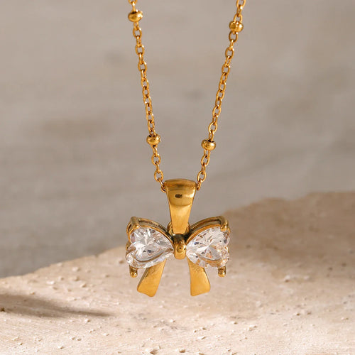 BowLift | Dainty Feminine Diamond Bow Necklace