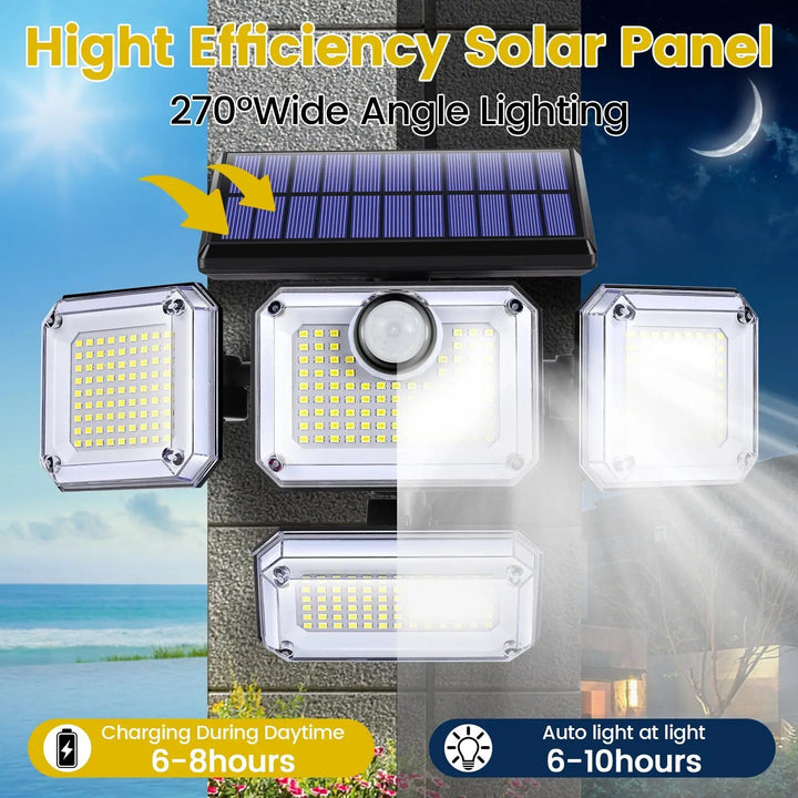 BowLift | Solora GuardLight Solar Outdoor Lamp with Motion Sensor 2000 LM | 333 LED, IP65, 270° Beam Angle