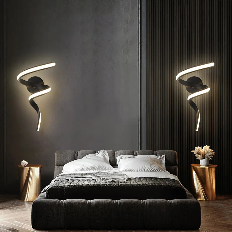 BowLift | LED Wall Lamp NordLED Wall Light | Nordic Spiral Design | Modern & Energy Saving | For Bedroom, Corridor & Living Room Spiral Sconce Light For Stairs Bedroom Bedside Study Hallway Background Indoor Decor Wall Lighting Fixtures