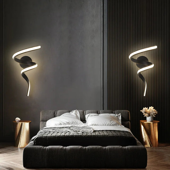 BowLift | LED Wall Lamp NordLED Wall Light | Nordic Spiral Design | Modern & Energy Saving | For Bedroom, Corridor & Living Room Spiral Sconce Light For Stairs Bedroom Bedside Study Hallway Background Indoor Decor Wall Lighting Fixtures