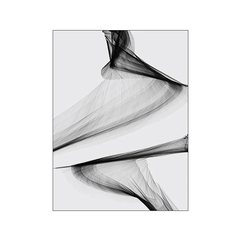 Modern Abstract Minimalist Geometric Flowing Lines Wall Art Fine Art Canvas Prints Black White Pictures For Modern Apartment Living Room Decor | Bowlift