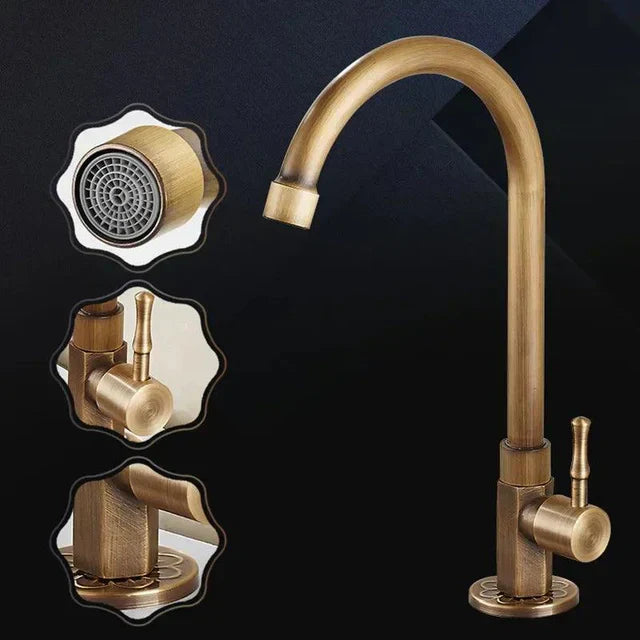 SwanFlow - Antique kitchen faucet with elegant swan neck design Bowlift
