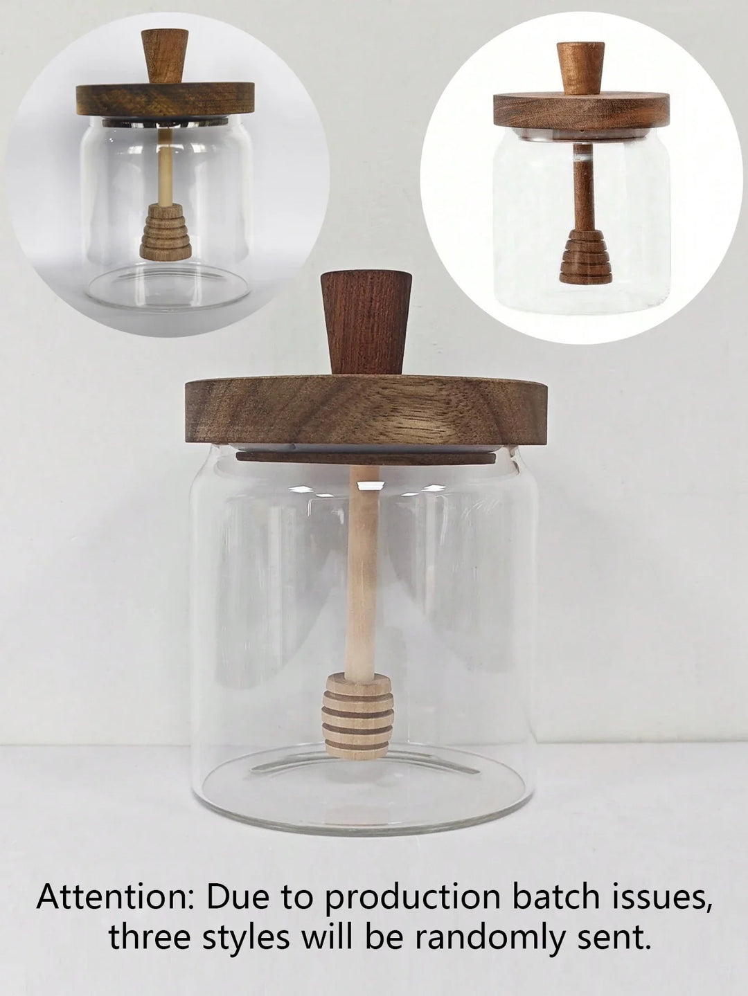 BowLift | MeliVita Honey jar with wooden lid & stirring stick | Airtight glass storage container | Transparent honey vessel for kitchen & breakfast table