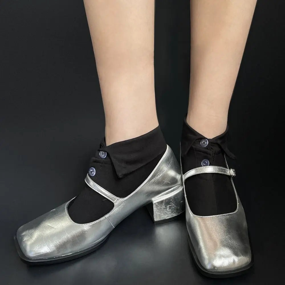 BowLift | Soft Grip Button Ankle Socks