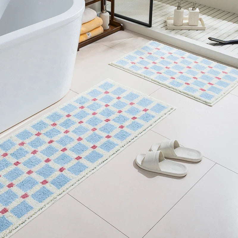 Long Tufting Grids Bathroom Mat | Bowlift