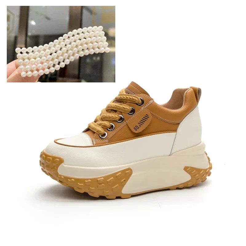 BowLift | 7 cm Platform Wedge Sneakers made of Leather