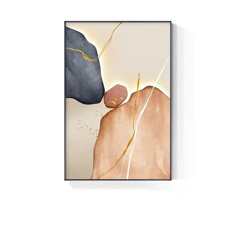 Modern Abstract Nordic Zen Pebbles Wall Art Fine Art Canvas Prints Neutral Tones Geomorphic Design Pictures For Contemporary Interiors | Bowlift
