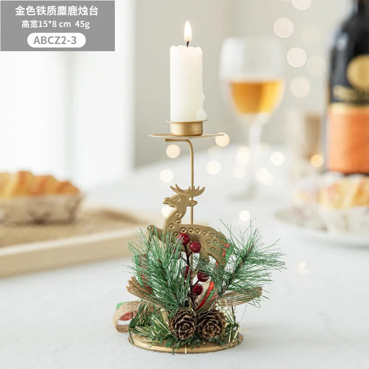 BowLift | Candle Holder LumiNoel | Golden Christmas Candle Holder Made of Iron | Snowflake, Star, Tree & Reindeer | Table Decoration for Christmas & New Year