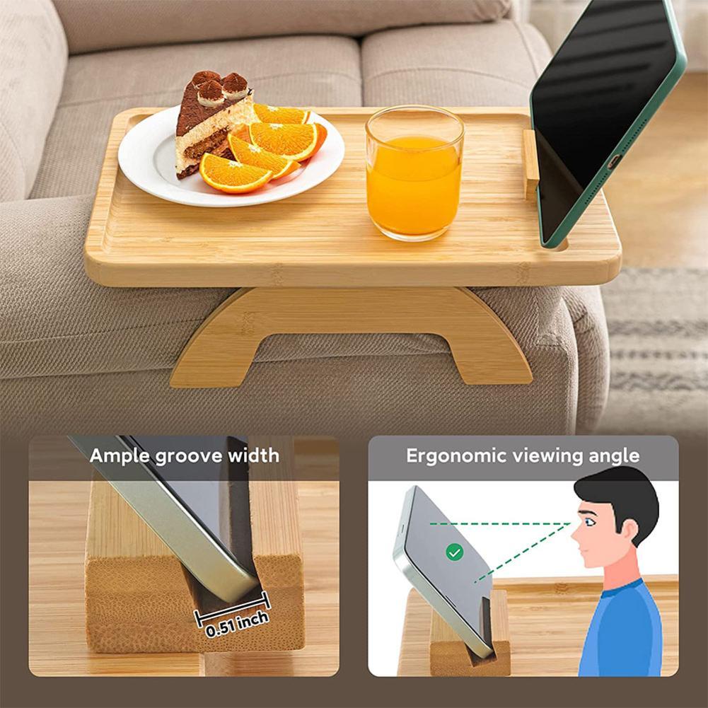 BowLift | Comfy Sofa Armrest Wooden Tray