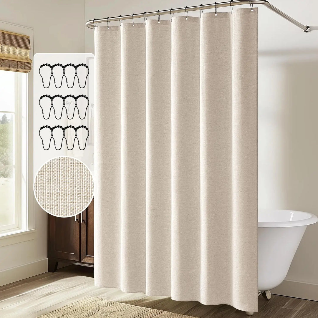 Luxurious shower curtain made of linen – Waterproof and thick artificial linen Bowlift