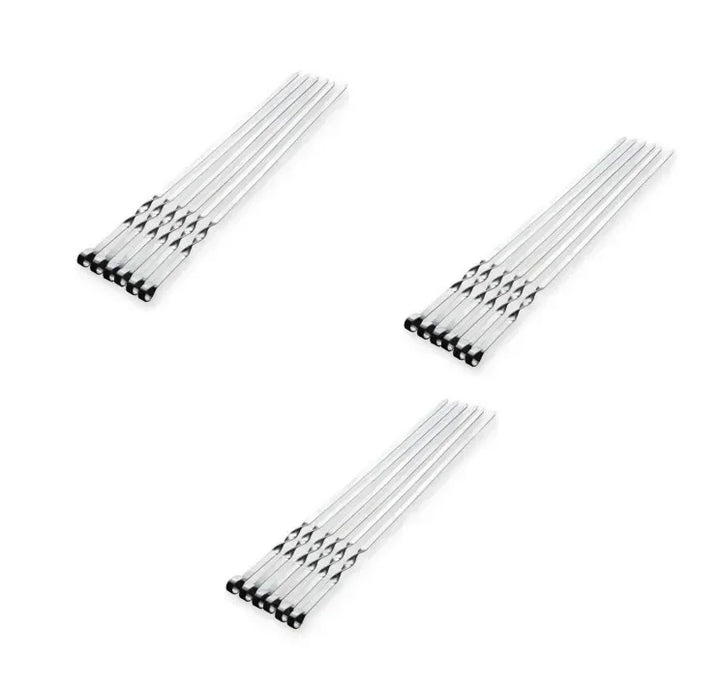 BowLift | GrillMaster Pro Grill Skewers | Extra Long Stainless Steel Skewers with Wooden Handle | Set of 6