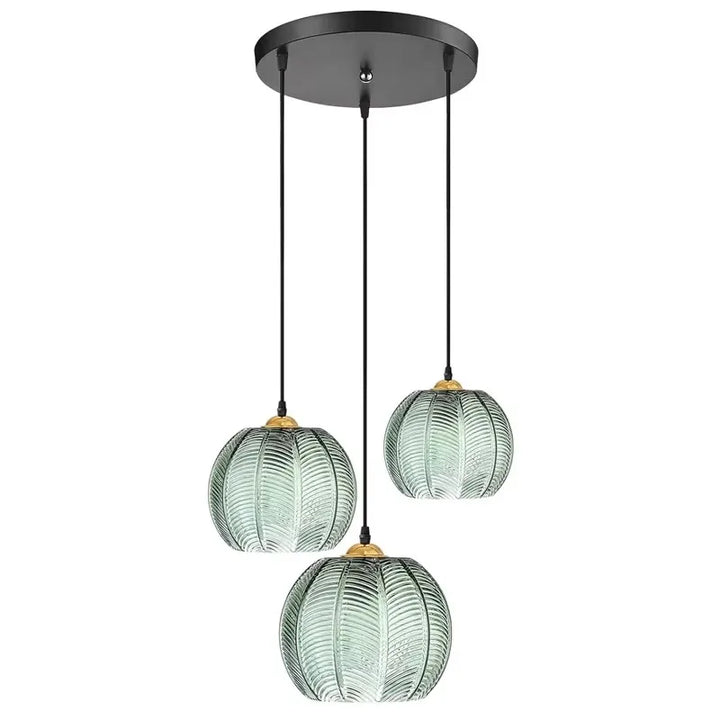 BowLift | Scandinavian Glass Pendant Lamp with Green Leaf Pattern