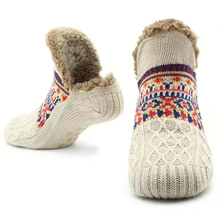BowLift | North Cottage | Thermal House Socks Winter | Non-slip Cozy Socks for Women & Men | Thickly Lined & Extra Warm | Soft Anti-Slip Bed Socks for Home & Christmas