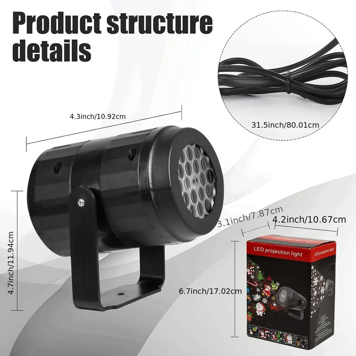 BowLift | LED Christmas Projector SnowMotion | 16 Rotating Patterns | Indoor & Outdoor | Christmas Lighting for Home, Garden & Party
