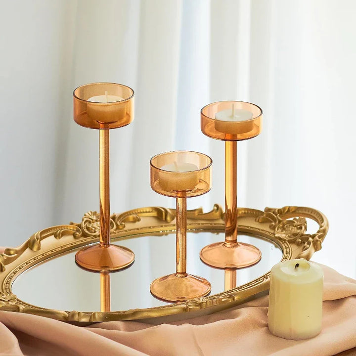 3-Piece Tealight Glass Candle Holder Set | Bowlift