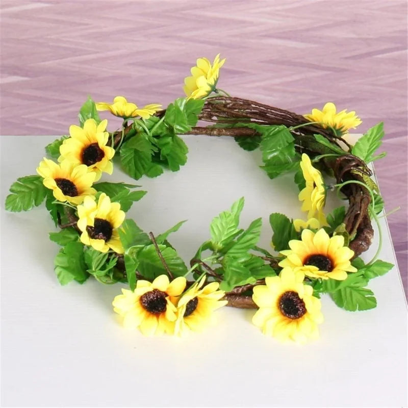 BowLift | Floraviva SunVine Sunflower Garland Artificial | 2.6 m Length | 12 Flowers Ø 8 cm | For Wedding, Balcony & DIY Decor