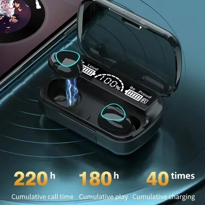 BowLift | TWS Bluetooth Wireless Earbuds with LED Display, HiFi Stereo Sound, Waterproof Gaming Headset