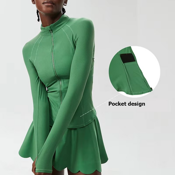 BowLift | Womens Slim Fit Running Jacket With Full Zip Long Sleeve Lightweight Sports Top