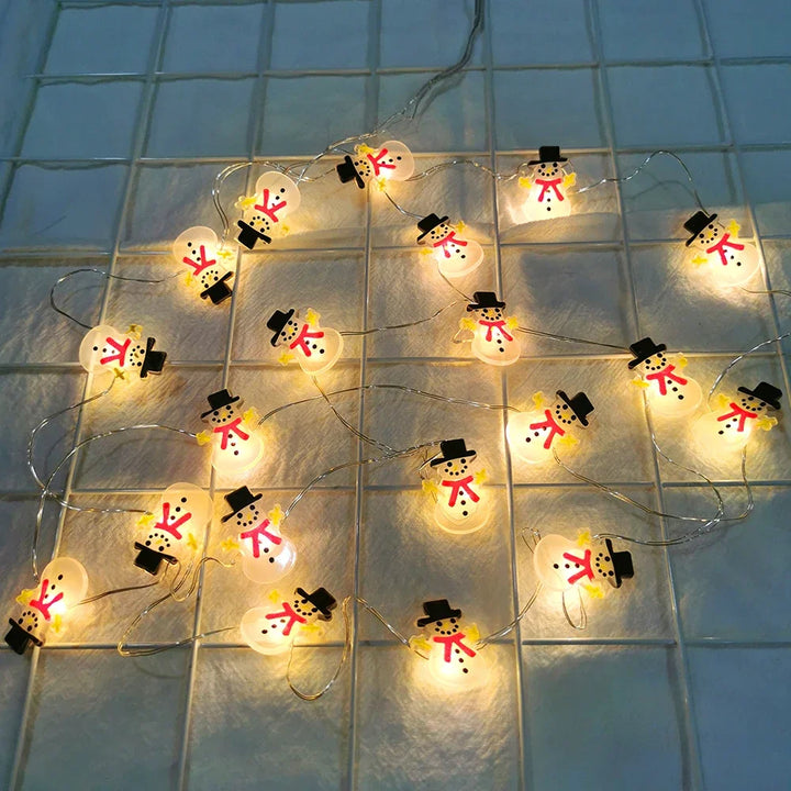 BowLift | Lumirelle | LED Fairy Lights Christmas | Santa & Snowman Motifs | Warm White Light | For Tree, Window & Table Decor