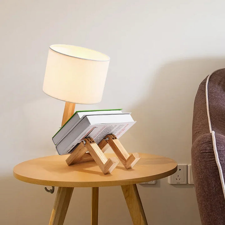 Wooden Table Lamp with Book Holder - RutanFlex | Bowlift