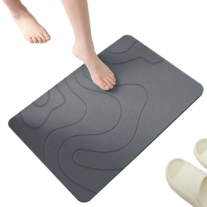 BowLift | Drysera Bath Mat | Bath Mat Stone Look | Quick Drying & Non-Slip | 40 × 60 cm | Diatomite & Rubber
