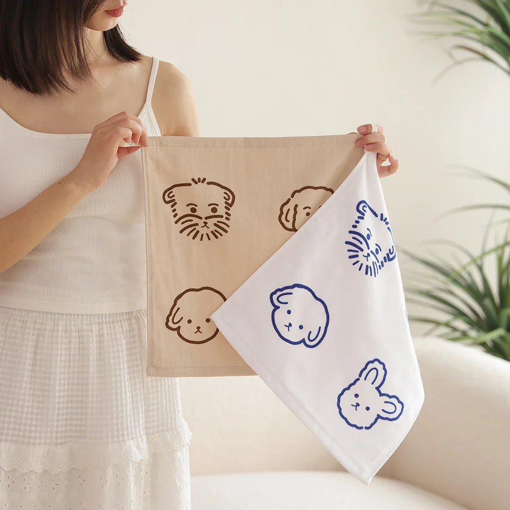 Puppy Illustration Cotton Towel – Cute & Soft Face Towel | Bowlift