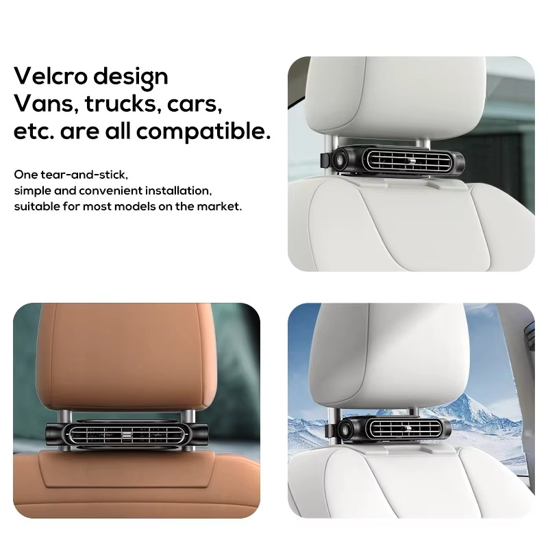 BowLift | Car Headrest Cooling Air Fan – 3-Speed Adjustable Rear Seat Air Circulator